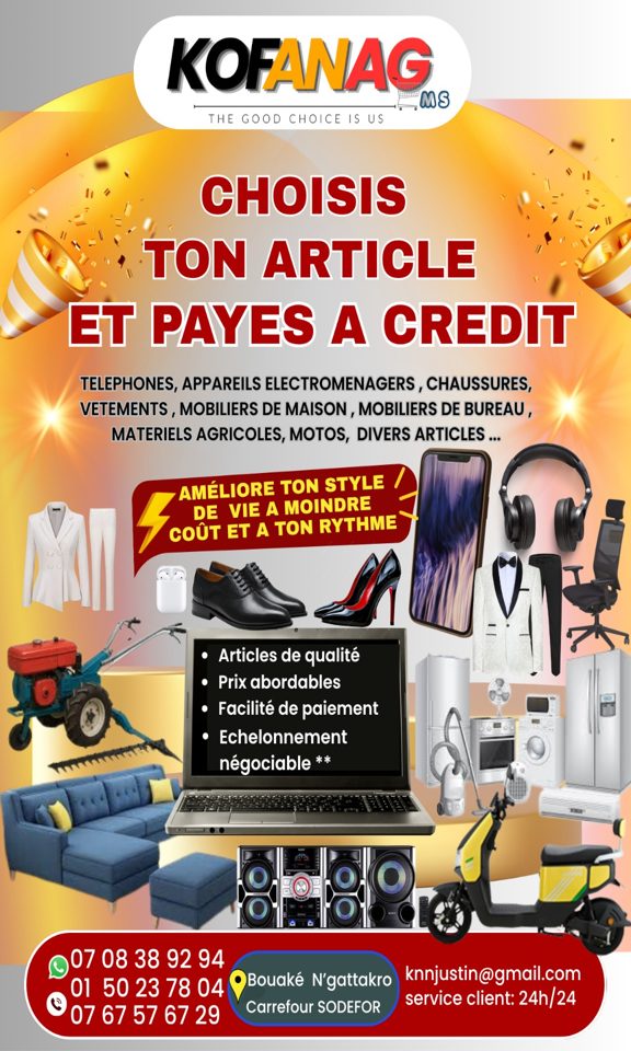 KOFANAG — choisis ton article et paye à crédit