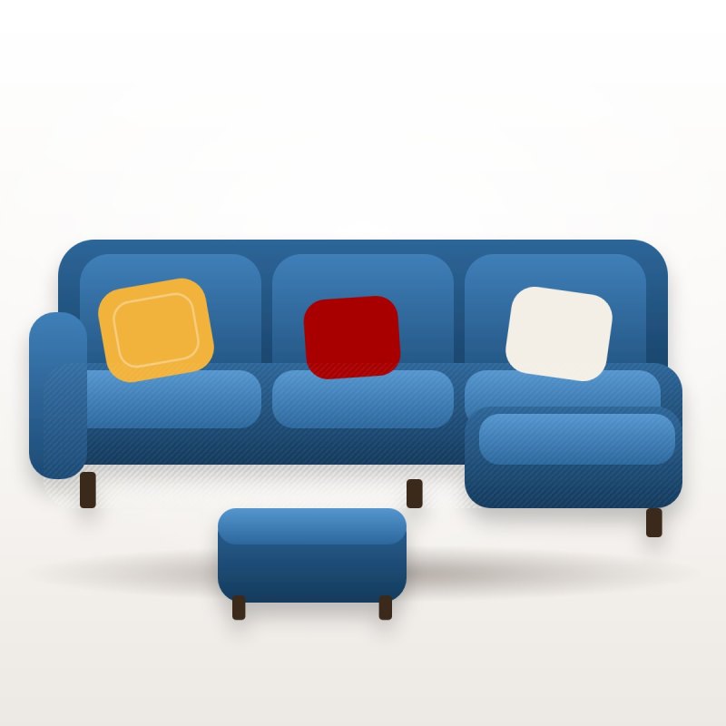Canapé d'angle 6 places + pouf